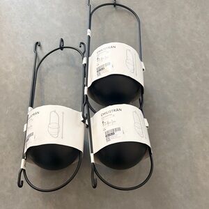 NWT Set of 3 IKEA CHILISTRAN Black Hanging Planters